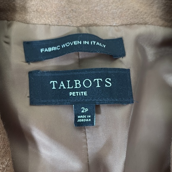 Talbots Petite Classic 2 Button Wool Blend Blazer Size 2P Camel Tan Notch Collar - Picture 4 of 9